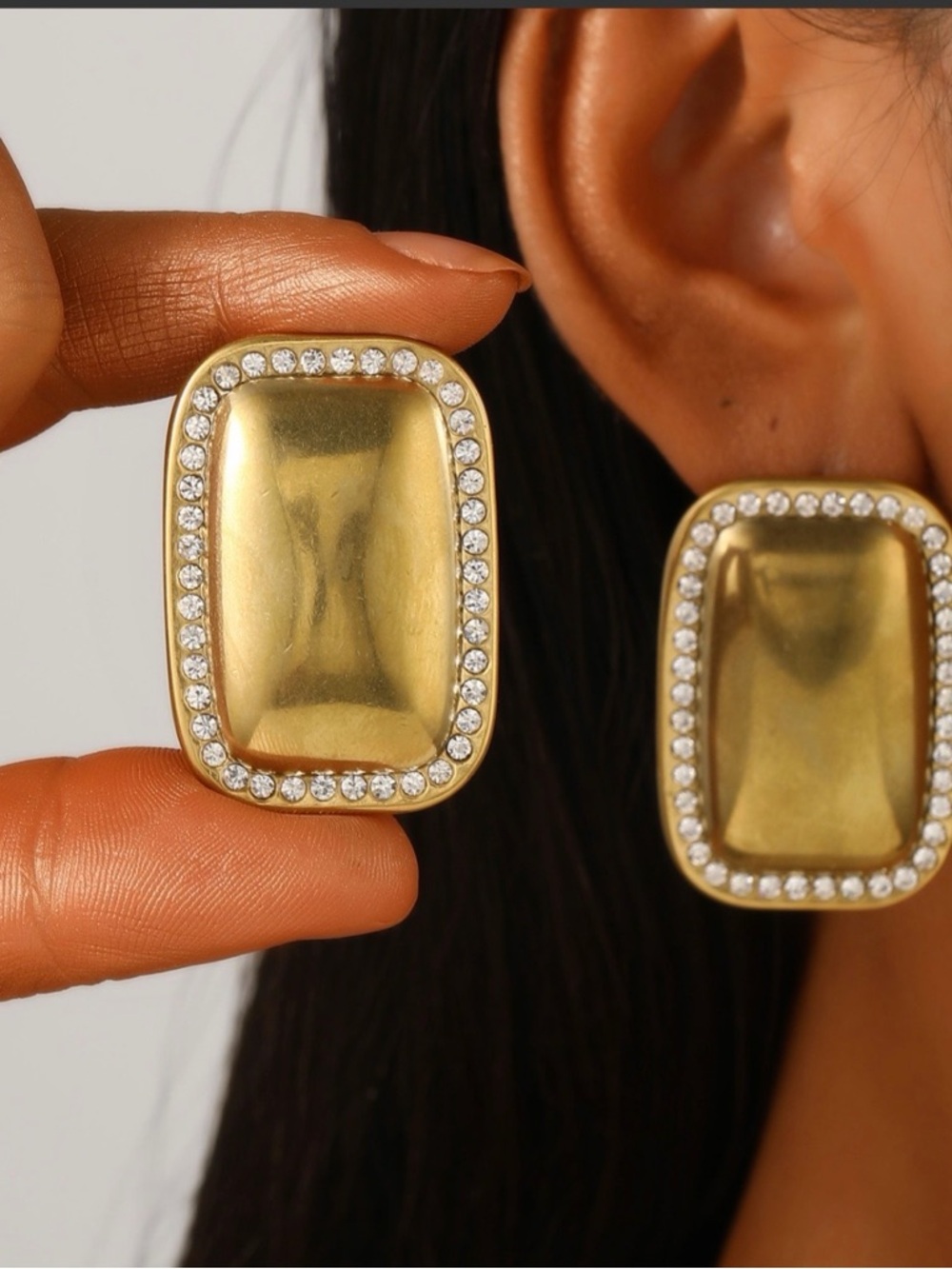 Crystal Border Geometric Statement Earrings 18KT Gold Plated NWT PICK ONE
